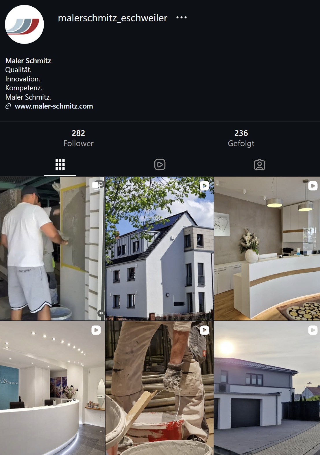 Instagram-Übersicht der Maler Schmitz GmbH