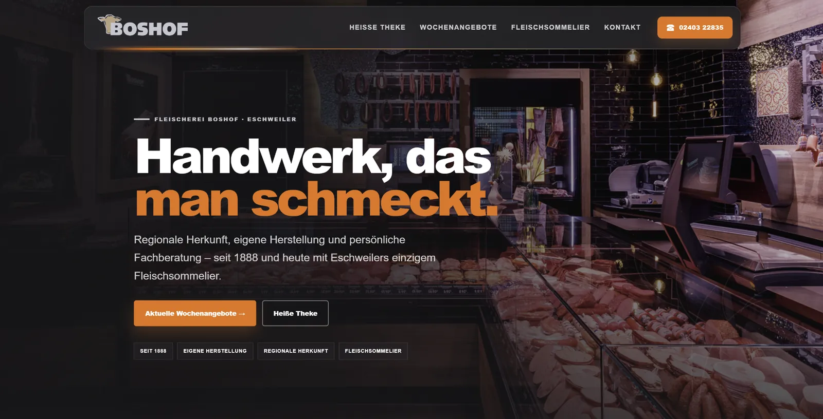 Website und Markenauftritt der Fleischerei Boshof